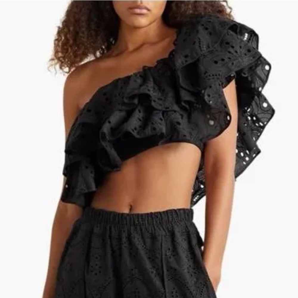 Black Eyelet Cropped Top